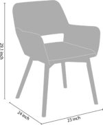 Tattva Woods Fabric Cushion Leisure Modern Living Dining Room Accent Arm Chairs Club Guest with Solid Wood Legs, Set of 2, Blue - Image 6