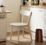 Tattva WoodsOak Dining Chairs, Kitchen Chairs, 100% Solid Wood Modern Dinner Chair with Curved Backrest, Dining Room Chair for Kitchen, Living Room, Dining Room (1PK, Walnut)