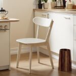 Tattva WoodsOak Dining Chairs, Kitchen Chairs, 100% Solid Wood Modern Dinner Chair with Curved Backrest, Dining Room Chair for Kitchen, Living Room, Dining Room (1PK, Walnut)