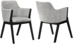 Tattva Woods Renzo Light Fabric Wood Dining Side Chairs-Set of 2, 18" SH, Gray/Black - Image 9
