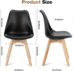 Tattva Woods Set of 4 Arm Chairs Dining Kitchen Mid-Century Modern Chairs with Wood Legs and PU Leather Cushion for Living Room Bedroom Outdoor Lounge, White, Black - Image 6