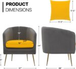 Tattva Woods Arm Chairs- Sofa Chair Arm Chair Living Room Bedroom Reading Chair, Yellow/Gray Contrasting Colors Upholstered Bedroom Barrel Chair with Backrest Pillow, Mid Century Modern Comfy Suede Singel Armchair - Image 8