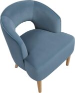 Tattva Woods Accent Arm Chair, Modern Comfy Velvet Accent Chair, Open Back with Solid Wood Legs for Living Room/Bedroom/Office/Waiting Room, Blue - Image 3