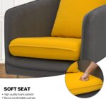 Tattva Woods Arm Chairs- Sofa Chair Arm Chair Living Room Bedroom Reading Chair, Yellow/Gray Contrasting Colors Upholstered Bedroom Barrel Chair with Backrest Pillow, Mid Century Modern Comfy Suede Singel Armchair - Image 2