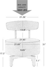 Tattva Woods-Swivel Accent Chair Living Room Chair with Back, upholstered Wood mid Century Modern Chair for Bedroom Office, Faux Leather Cognac Brown - Image 7