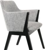 Tattva Woods Renzo Light Fabric Wood Dining Side Chairs-Set of 2, 18" SH, Gray/Black - Image 4