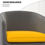 Tattva Woods Arm Chairs- Sofa Chair Arm Chair Living Room Bedroom Reading Chair, Yellow/Gray Contrasting Colors Upholstered Bedroom Barrel Chair with Backrest Pillow, Mid Century Modern Comfy Suede Singel Armchair - Image 7