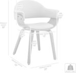 Tattva Woods Arm Chairs-Living Adalyn Faux Leather and Wood Dining Room Accent Chair, Black/Walnut 19D x 25W x 30H in - Image 10