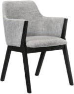 Tattva Woods Renzo Light Fabric Wood Dining Side Chairs-Set of 2, 18" SH, Gray/Black - Image 7