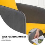 Tattva Woods Arm Chairs- Sofa Chair Arm Chair Living Room Bedroom Reading Chair, Yellow/Gray Contrasting Colors Upholstered Bedroom Barrel Chair with Backrest Pillow, Mid Century Modern Comfy Suede Singel Armchair - Image 5