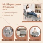 Tattva Woods Velvet Accent Chair with Ottoman, Modern Comfy Arm Chair w/Solid Metal Frame, Pillow, Max Load 330 Lbs, Upholstered Single Sofa Chair w/Footrest, Reading Chair for Bedroom, Living Room, Grey - Image 3