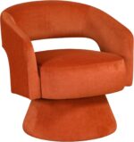 Tattva Woods 360 Degree Swivel Accent Chair, Modern Comfy Velvet Round Barrel Chair, Open Back, Plush Foam Cushions, Metal Swivel Base for Living Room/Bedroom/Office, Orange - Image 5