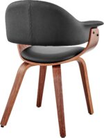 Tattva Woods Arm Chairs-Living Adalyn Faux Leather and Wood Dining Room Accent Chair, Black/Walnut 19D x 25W x 30H in - Image 7