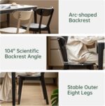 Tattva WoodsOak Dining Chairs, Kitchen Chairs, 100% Solid Wood Modern Dinner Chair with Curved Backrest, Dining Room Chair for Kitchen, Living Room, Dining Room (1PK, Walnut) - Image 5