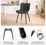 Tattva Woods Black Dining Chairs Set of 2, Faux Leather Upholstered Kitchen & Dining Room Chairs with Back, Mid Century Modern Minimalist Accent Chair Armless for Guest Reception Waiting Living Room - Image 5