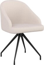 Tattva Woods Swivel Task Chair with Sloped Arms for Home Office in White Boucle with Oil Rubbed Bronze Frame - Image 2