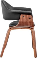 Tattva Woods Arm Chairs-Living Adalyn Faux Leather and Wood Dining Room Accent Chair, Black/Walnut 19D x 25W x 30H in - Image 8