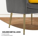 Tattva Woods Arm Chairs- Sofa Chair Arm Chair Living Room Bedroom Reading Chair, Yellow/Gray Contrasting Colors Upholstered Bedroom Barrel Chair with Backrest Pillow, Mid Century Modern Comfy Suede Singel Armchair - Image 4