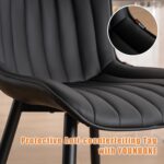 Tattva Woods Black Dining Chairs Set of 2, Faux Leather Upholstered Kitchen & Dining Room Chairs with Back, Mid Century Modern Minimalist Accent Chair Armless for Guest Reception Waiting Living Room - Image 4