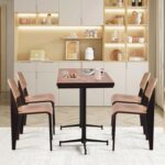 Tattva Woods Dining Chairs, Vintage Wood Metal Home Kitchen Breakfast Cafe Chairs, Backrest Stool, Study Chair, Modern Commercial Conference Restaurant Chairs, Oak Seat-2-Pcs Set - Image 2