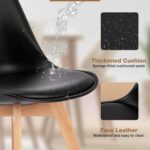 Tattva Woods Set of 4 Arm Chairs Dining Kitchen Mid-Century Modern Chairs with Wood Legs and PU Leather Cushion for Living Room Bedroom Outdoor Lounge, White, Black - Image 13