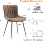 Tattva Woods Mid-Century Modern Dining Chairs Set of 2, Khaki PU Leather Upholstered Kitchen Chairs with Khaki Metal Legs, Armless Accent Chair for Dining Room, Guest Reception Room - Image 9