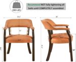 Tattva Woods Arm Dining Chairs with Upholstered,Office Desk Chair with Arms and Metal Rivets. PU Boss Captain's Chairs,Classic Accent Stools for Dining Room, Bedroom Brown Legs & Orange NX173-318OR - Image 8