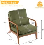 Tattva Woods Arm Chair-home Accent Chair Mid-Century Modern Chair with Pillow Linen Fabric Upholstered Lounge Arm Chair with Solid Wood Frame & Soft Cushion for Living Room, Bedroom, Balcony, Green - Image 6