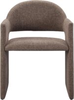 Tattva Woods Upholstered Fabric Dining Armchair in Mocha - Modern Curved Dining Chair with Open-Back - Living Room Barrel Lounge Chair - Single Upholstered Accent Chair with Arms - Image 3