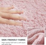 Living&Giving Accent Chair with Ottoman Sherpa Armchair and Ottoman Set with Back,Wood Legs Chair with Arms for Reading,Living Room,Bedroom Pink - Image 5