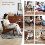 Tattva WoodsMid Century Modern Accent Chair for Living Room, Low Lounge Chair with Solid Wood Frame, Comfy Armchair for Bedroom and Balcony, Walnut - Image 2