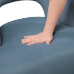 Tattva Woods Accent Arm Chair, Modern Comfy Velvet Accent Chair, Open Back with Solid Wood Legs for Living Room/Bedroom/Office/Waiting Room, Blue - Image 2