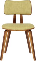Tattva Woods Arm Chairs-Mid-Century Dining Chair in Walnut Wood and Green Fabric - Image 7