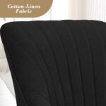 Tattva Woods Collection Modern Accent Chair, Comfy Swivel Reading Chair for Adults, Soft Upholstered Fabric Armchair with Wooden Legs for Living Room, Bedroom, Dorm, Office, Black - Image 5