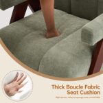 Arm Chair-Accent Chair Mid-Century Modern with Wide Backrest for Bedroom, Upholstered Living Room Chair with Wooden, Lounge Armchair with Thick Cushion, Cute Chenille Comfy Chair, Sage - Image 4