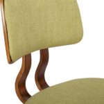 Tattva Woods Arm Chairs-Mid-Century Dining Chair in Walnut Wood and Green Fabric - Image 4