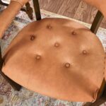 Tattva Woods Arm Dining Chairs with Upholstered,Office Desk Chair with Arms and Metal Rivets. PU Boss Captain's Chairs,Classic Accent Stools for Dining Room, Bedroom Brown Legs & Orange NX173-318OR - Image 5