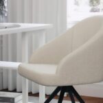 Tattva Woods Swivel Task Chair with Sloped Arms for Home Office in White Boucle with Oil Rubbed Bronze Frame - Image 7