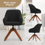 Tattva Woods Collection Modern Accent Chair, Comfy Swivel Reading Chair for Adults, Soft Upholstered Fabric Armchair with Wooden Legs for Living Room, Bedroom, Dorm, Office, Black - Image 2