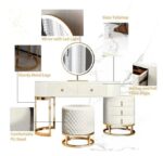 Acodaiuy Vanity Desk | Makeup Vanity Desk White Vanity Table Dressing Table with Drawers Vanity Desk with Mirror & with Lights Makeup Table for Bedroom Bathroom - White - Image 2