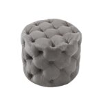 DOE BUCK ROUND TUFTED VELVET OTTAMAN/POUFEE IN GREY - Image 6