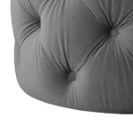 DOE BUCK ROUND TUFTED VELVET OTTAMAN/POUFEE IN GREY - Image 5