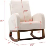 Rocking Chair Mid-Century Modern Nursery Rocking Armchair Upholstered Tall Back Accent Glider Rocker for Living Room - Image 6