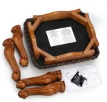 Small Footstool Ottoman Upholstered Footstool, Solid Rubber Wood/Living Room Stool. (Brown) - Image 4