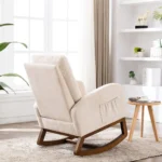 Rocking Chair Mid-Century Modern Nursery Rocking Armchair Upholstered Tall Back Accent Glider Rocker for Living Room - Image 7