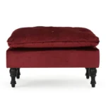 Wide Velvet Tufted Rectangle Solid Footstool Ottoman - Image 8