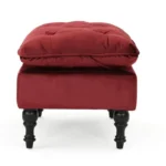 Wide Velvet Tufted Rectangle Solid Footstool Ottoman - Image 7