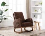 Rocking Chair Mid-Century Modern Nursery Rocking Armchair Upholstered Tall Back Accent Glider Rocker for Living Room - Image 5