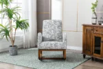 Rocking Chair Mid-Century Modern Nursery Rocking Armchair Upholstered Tall Back Accent Glider Rocker for Living Room - Image 4