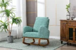 Rocking Chair Mid-Century Modern Nursery Rocking Armchair Upholstered Tall Back Accent Glider Rocker for Living Room - Image 3